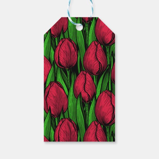 Rode tulpen cadeaulabel (Achterkant)