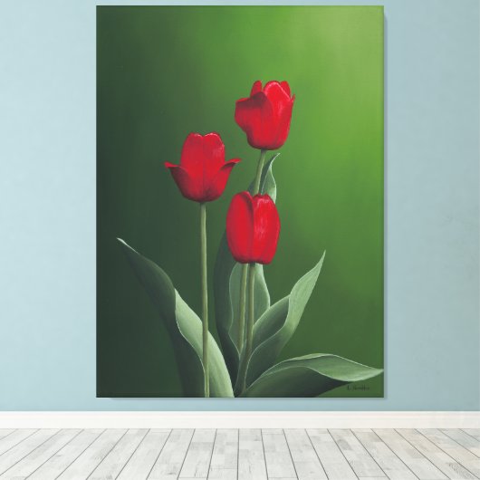 Rode tulpen canvas afdruk (Insitu (Houten vloer))