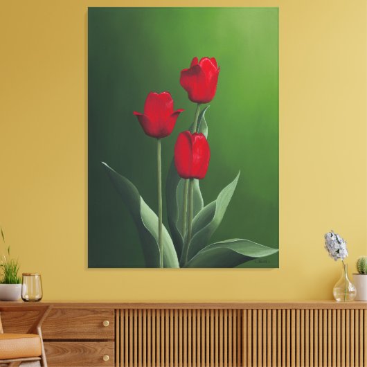 Rode tulpen canvas afdruk (Insitu (Woonkamer))
