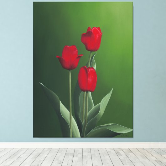 Rode tulpen canvas afdruk (Insitu (Houten vloer))