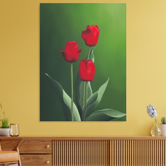 Rode tulpen canvas afdruk (Insitu (Woonkamer))