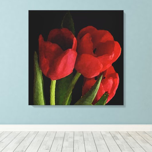Rode tulpen canvas afdruk (Insitu (Houten vloer))