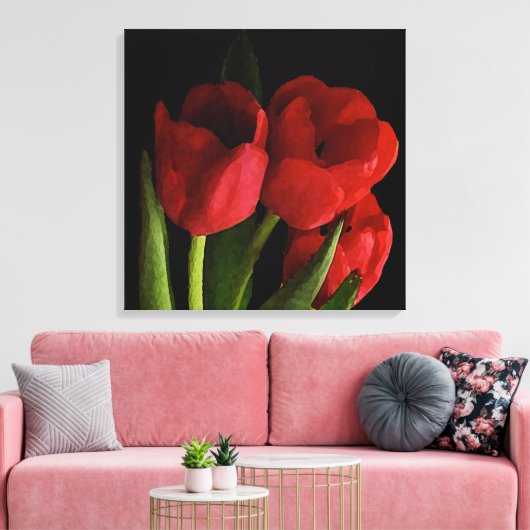 Rode tulpen canvas afdruk (Insitu (Woonkamer))