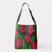 Rode tulpen crossbody tas (Achterkant)