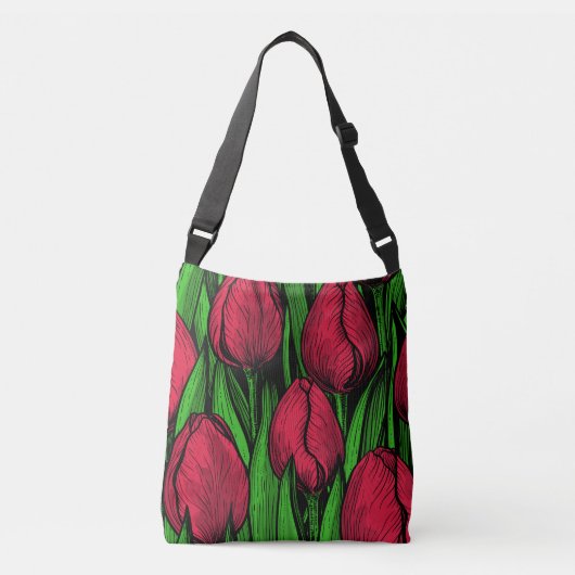 Rode tulpen crossbody tas (Voorkant)