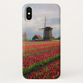Rode tulpen en een windmolen Case-Mate iPhone case (Achterkant)