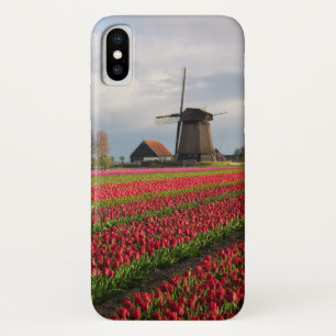 Rode tulpen en een windmolen iPhone x hoesje