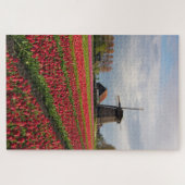Rode tulpen en een windmolen legpuzzel (Horizontaal)