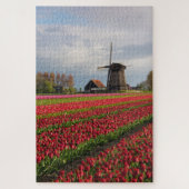 Rode tulpen en een windmolen legpuzzel (Verticaal)