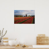 Rode tulpen en een windmolen poster (Keuken)