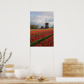Rode tulpen en een windmolen poster (Keuken)