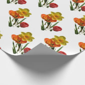 Rode tulpen en gele daffodilbloemen cadeaupapier (Hoek)