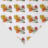 Rode tulpen en gele daffodilbloemen tissuepapier (Detail)