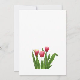 Rode tulpen en groen feestdagenkaart