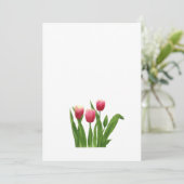 Rode tulpen en groen feestdagenkaart (Staand voorkant)