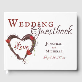 Rode Tulpen en Heart Wreath Spring Love Wedding Gastenboek
