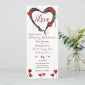 Rode Tulpen en Heart Wreath Spring Love Wedding Kaart (Staand voorkant)