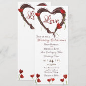 Rode Tulpen en Heart Wreath Spring Love Wedding Kaart (Voorkant / Achterkant)