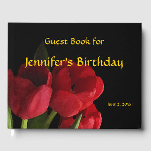 Rode Tulpen Floral Birthday Party Guest Book Gastenboek