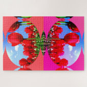Rode tulpen florerende kunst legpuzzel (Horizontaal)