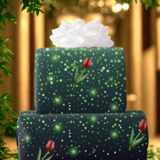 Rode tulpen & groene glansgradiënt prachtig cadeaupapier
