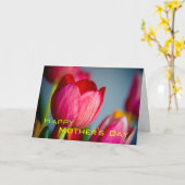 Rode tulpen · Happy Moederdag Kaart (Gele Bloem)