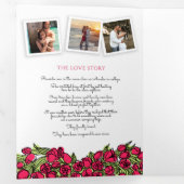 Rode tulpen, hartelinkt, liefde, foto's bruiloft drieluik programma (Binnenzijde eerst)