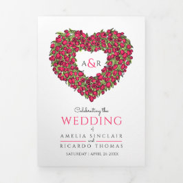 Rode tulpen, hartelinkt, liefde, foto's bruiloft drieluik programma