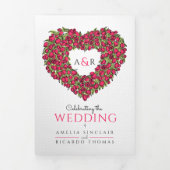 Rode tulpen hartenmonogram bruiloft all-in-one drieluik uitnodiging (Cover)