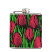Rode tulpen heupfles (Voorkant)