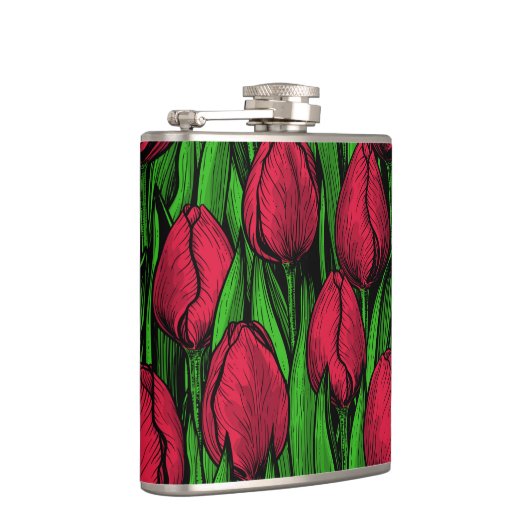 Rode tulpen heupfles (Rechts)