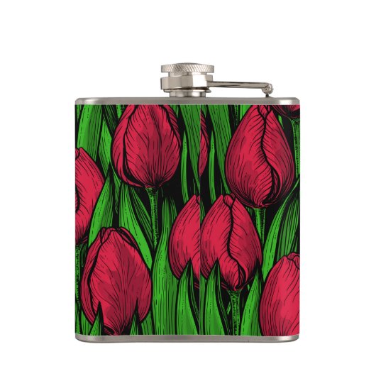 Rode tulpen heupfles (Achterkant)