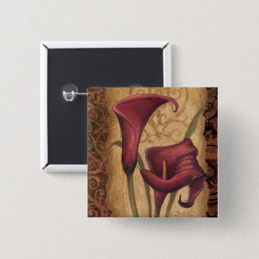 Rode Tulpen I Vierkante Button 5,1 Cm (Voorkant /achterkant)