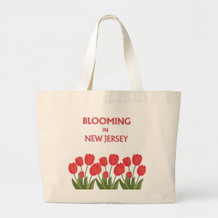 RODE TULPEN IN BLOEI FLORALE NATUURLIJKE KATOENEN  GROTE TOTE BAG
