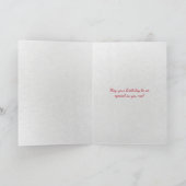 rode tulpen in bruine zakverjaardag kaart (Binnen)