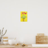 Rode tulpen in een pot  poster (Keuken)