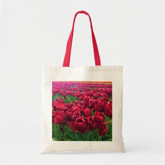 Rode Tulpen in een veld, Oregon Tote Bag (Voorkant)