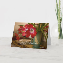 Rode Tulpen in  Groene Vaas Moederdag Kaart