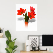 Rode Tulpen in Vase Poster (Thuiskantoor)