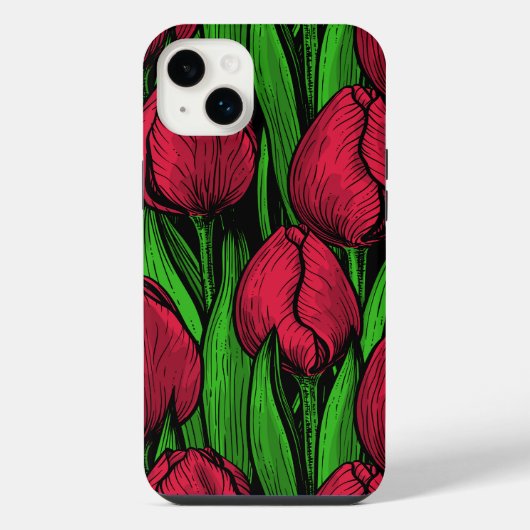 Rode tulpen iPhone hoesje (Achterkant)