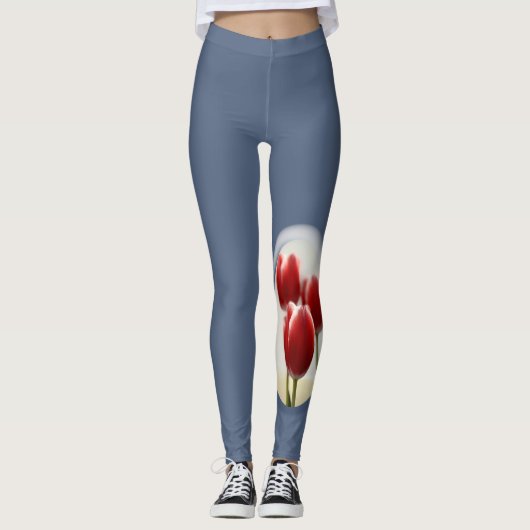 Rode tulpen leggings (Voorkant)