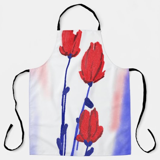 Rode Tulpen met blauw Schort (Voorkant)