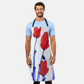 Rode Tulpen met blauw Schort (Gedragen)