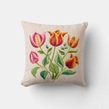 Rode tulpen met een zweem van geel Worp kussen