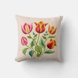 Rode tulpen met een zweem van geel Worp kussen