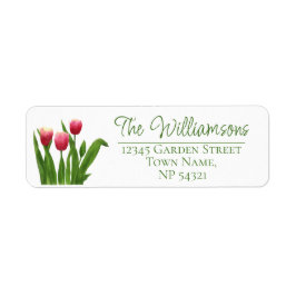 Rode tulpen met groen etiket