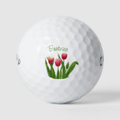 Rode tulpen met groen golfballen (Voorkant)
