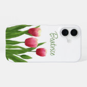 Rode tulpen met groen iPhone 16 hoesje (Achterkant horizontaal)