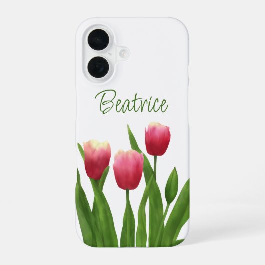 Rode tulpen met groen iPhone 16 hoesje (Achterkant)