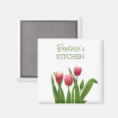 Rode tulpen met groen magneet (Voorkant / Achterkant)
